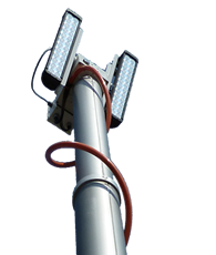 Power-saving LED floodlight systems, ideal for nighttime work.